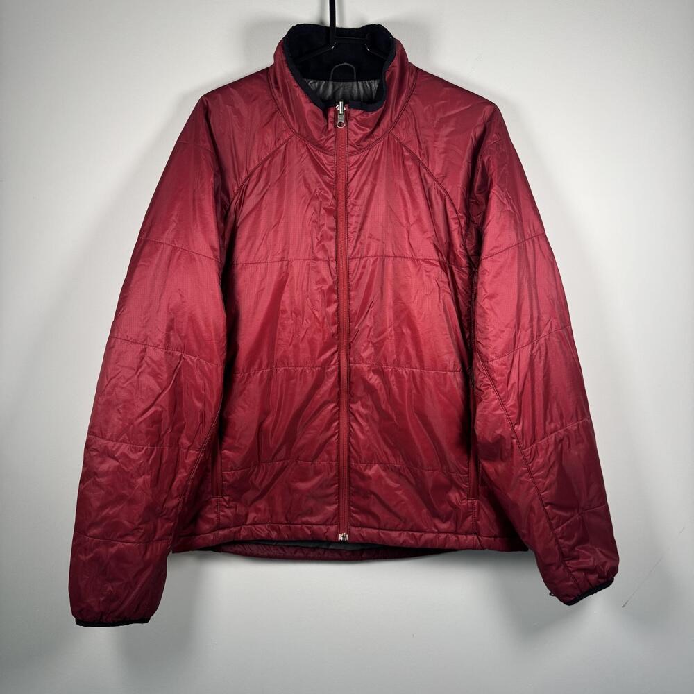L.L. Bean Puffer Jacket Mens Medium Red PrimaLoft Insulated Nylon Full Zip
